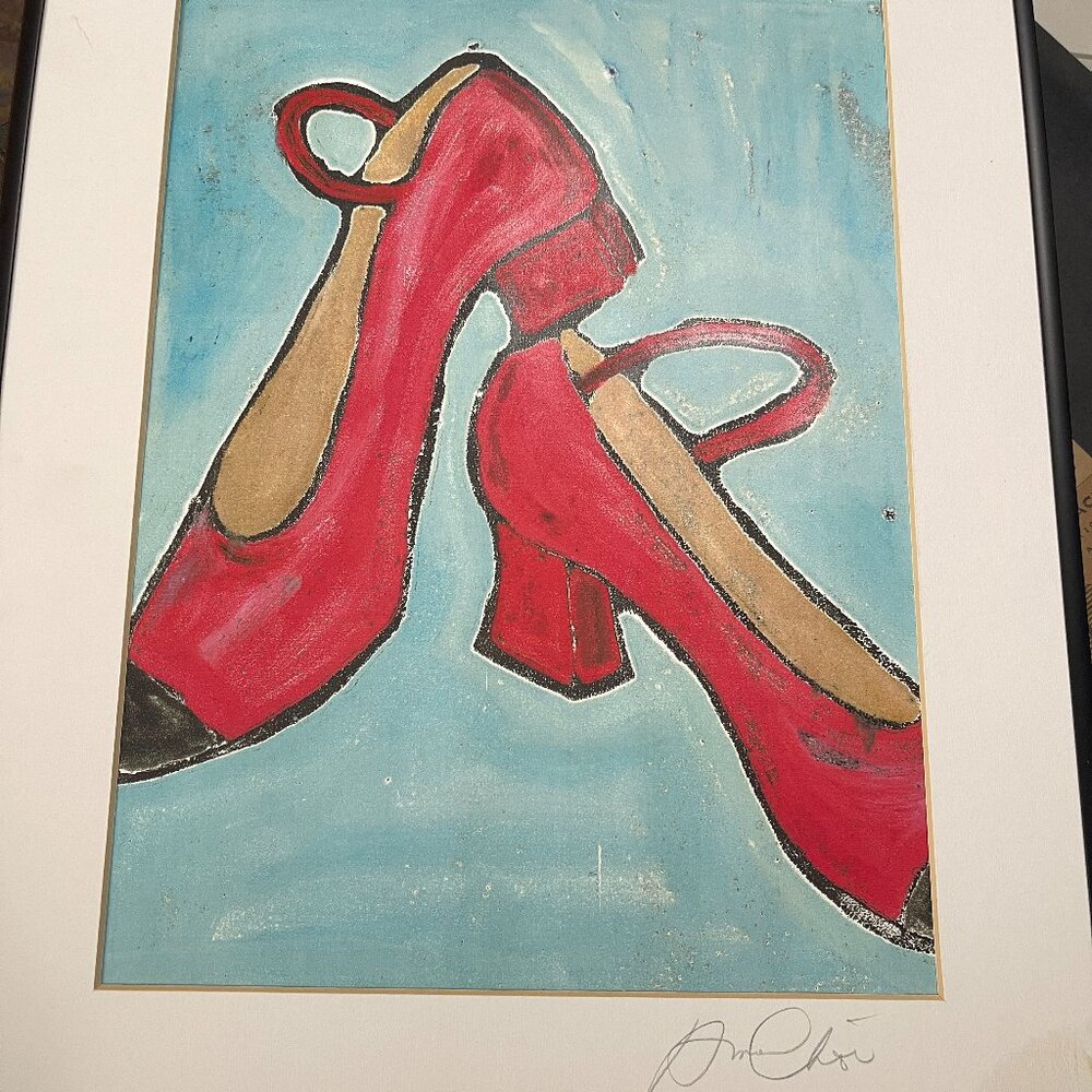 ANNA CHOI RED SHOES SIGNED ART PRINT - 18X14